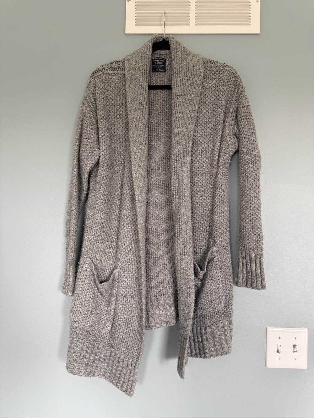 Abercrombie & Fitch Gray Open-Front Knit Cardigan